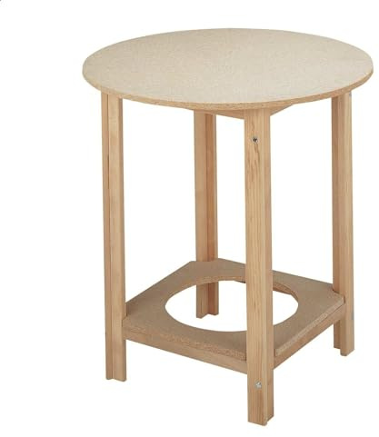 Well Home MOBILIARIO & DECORACIÓN Mesa Camilla Redonda Estructura de Madera, Acabado SIN Barniz, 100x100x75 cm