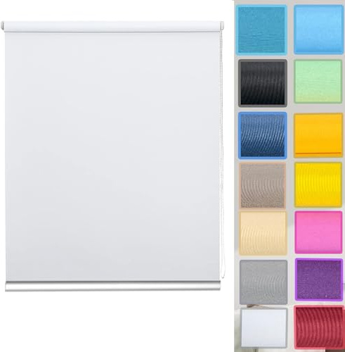 Tende a Rullo Per Interni Senza Forare 50 x 190 cm Facile Fissaggio a Clip Senza Viti, Tenda Termica, tende oscuranti, Kit di montaggio incluso, per Porte e Finestre, Bianco