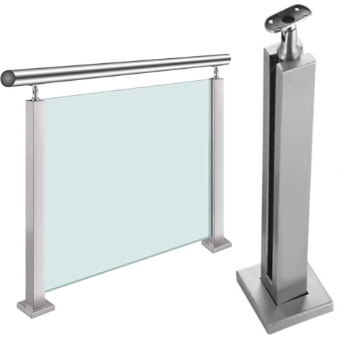 Glasgeländer Pfosten Geländer Glasgeländer-Pfostenklammern, Glas-Treppengeländer-System für den Innenbereich mit Zapfenschlitzen & stabilem Sockel für Balkon, Zaun, Dachgeschoss, Villen, Flur, Terrass