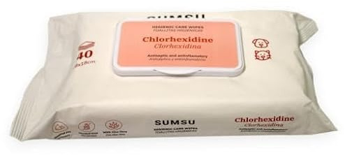 SUMSU Lot de 40 lingettes humides pour chien et chat avec chlorhexidine