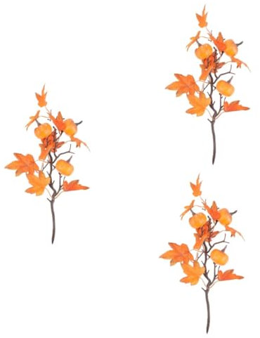 Ciieeo 3st Ahornkürbis-stecklinge Dekoration Für Den Tisch Esstischdekoration Kürbis Herbststiele Herbstdeko Für Zu Hause Vase Grüne Pflanzen Plastik Künstlich