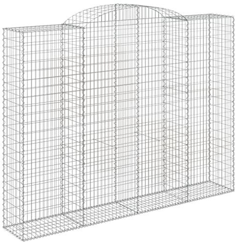 vidaXL Gabione mit Hochbogen 10 STK., Steinkorb Drahtkorb Dekorativ, Gabionenkörbe Verstärkte Gabionenhaken, Gabionenwand Gabionen Zaun Garten, Verzinktes Eisen