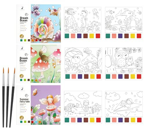 MXTIMWAN 60 Pages de Mini Livres de Coloriage pour Enfants， Livre Peinture Aquarelle avec Pinceau Réservoir d'Eau, Peinture à l'Eau pour Enfants et Adultes pour Pochettes Surprises, Anniversaires
