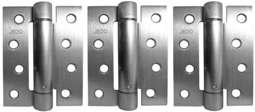 DIRECT DOOR HANDLES® 4 Fire Rated Spring Door Hinges Self Closing Adjustable Spring Hinge Single Action (3no. Hinges Per Pack) in Satin Chrome Finish