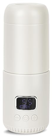 Hoapin Calentador de Biberón Portátil 400 ML, Temperatura Regulable 37~55 °C, Preparador Automático de Biberones Ideal para Viajes y Uso Diario