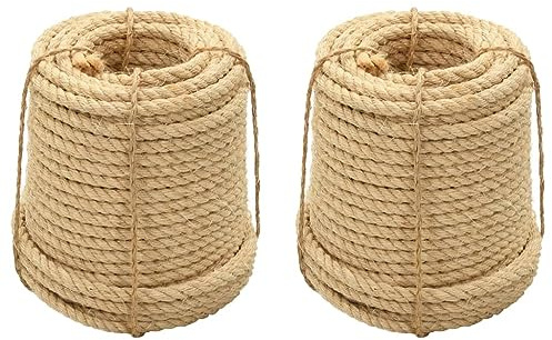 vidaXL Cuerdas de Sisal 2 uds, Cordel de Cáñamo, Cuerda para Rascador de Gatos, Cordel para Manualidad Artesanía Decoración, 12 mm 250 m