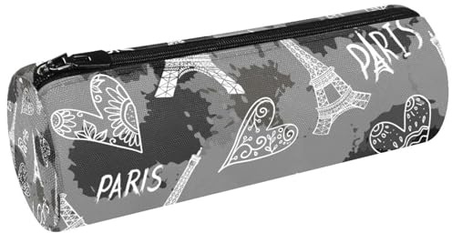 VAPOKF Trousse à crayons en toile grise avec motif de la tour de Paris - Pour ranger des stylos, des pièces de monnaie, des cosmétiques, des cosmétiques, des articles de papeterie, l'école, le bureau,