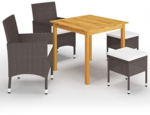 Somanki 5-TLG. Garten-Essgruppe Braun, Esstisch Mit Stühlen Set, Gartenmöbel Sitzgruppe, Balkon Möbel, Gartenlounge Set, Terrassenmöbel, Balkonmöbel Set - 3067686