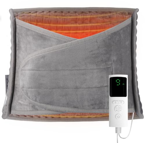 Heat Pads for Back Pain Relief,Electric Heating Pad with LCD Controller,Waist Heated Pad with 9 Heating Levels, 4 Gears Timing,Fast Heating & Machine Washable, Great for Back Belly Leg Body