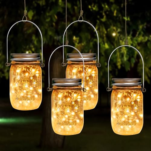 Farolillo Solar LED para Exterior - Lámpara de Cristal para Colgar con 30 LED - Resistente al Agua para Jardín