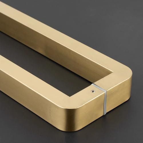 Manija de Puerta de Granero de Acero Inoxidable de Doble Cara Cuadrada, manija de Puerta Principal Comercial Larga en Tono Dorado, manija de Puerta de Empuje y Tirador de Repuesto (72,5 cm