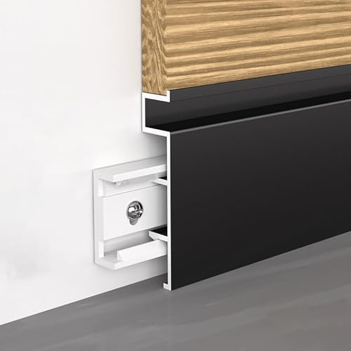 Raouoae Modanatura in Alluminio 125 Cm* 2 Pezzi per Pareti Pavimenti E Battiscopa, Battiscopa da Cucina per Installazione Semplice(Black)