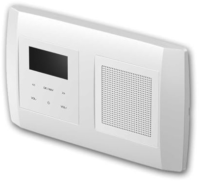 Radio da incasso LOGIQ con altoparlante RMS da 2 W, DAB+, FM e Bluetooth, display OLED, sveglia e timer di spegnimento, fornita con cornice bidirezionale BOLD, bianca