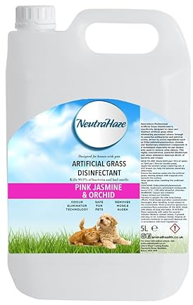 Artificial Grass Cleaner – Powerful 3-in-1 Disinfectant, Deodoriser & Cleaner Removes Bacteria & Neutralises Pet Odours Pet-Friendly (5 Litre, Pink Jasmine & Orchid)