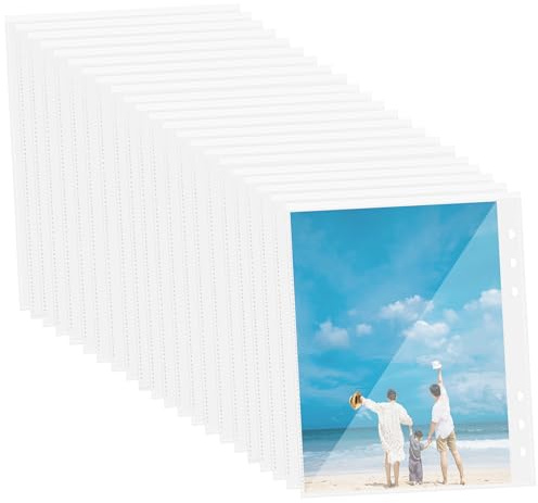 OSALADI 50stücke Transparente Seitenschutzfolien Gelochte Blatttaschen Für Karten Und Fotos Nachfüllseiten Ring-ordner Blattschutzhüllen Mit Top-load-design Für Dokumente Und Bilder