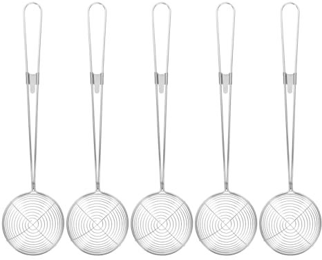 HEALEEP 5pezzi Cucchiai Filtranti Acciaio Inossidabile Per Tè e Cucina Colatori Multifunzionali Per Friggere Cottura e Scodelle e Lavabile Lavastoviglie