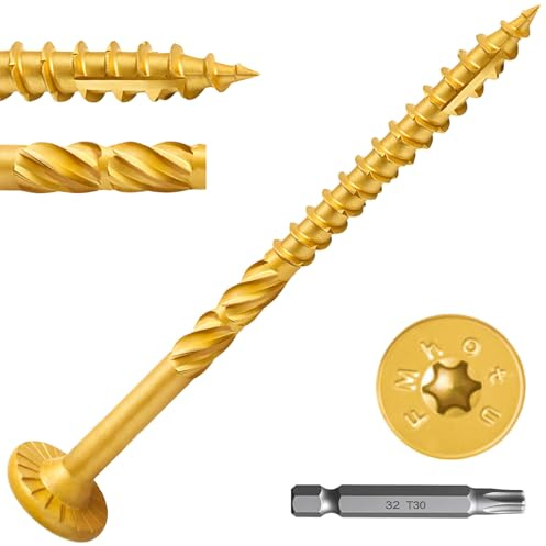 #14 x 4 Inch Wood Structural Lag Screws 54Pcs Star Drive Decking Wood Screws, Rust Resistant Timber Screws for Timber/Log/Landscaping (Yellow)