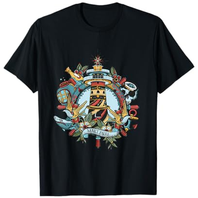 Faro San Paolo in stile retrò tatuaggio Maglietta