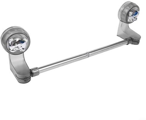 Barra portasciugamani regolabile con ventose forti, facile da applicare senza fori, per bagno o cucina, adatta per piastrelle, vetro, acciaio inox, ABS, colore nero, 30-60 cm o 50-100 cm (30-60 cm)
