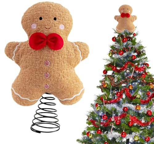 Weihnachtsbaumspitze Lebkuchenmann Christbaum Spitze Baumspitze Weihnachten Weihnachtsbaum Deko Tannenbaum Spitze für Winter Weihnachten Party Zubehör Weihnachtsbaumschmuck