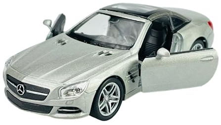 Welly Modell Auto Kompatibel mit Mercedes 2012 SL 500 SL-Klasse Cabrio Geschlossen Silber R231 ca 1/34-1/39 Metal Modell Auto Die Cast Neu im Kasten