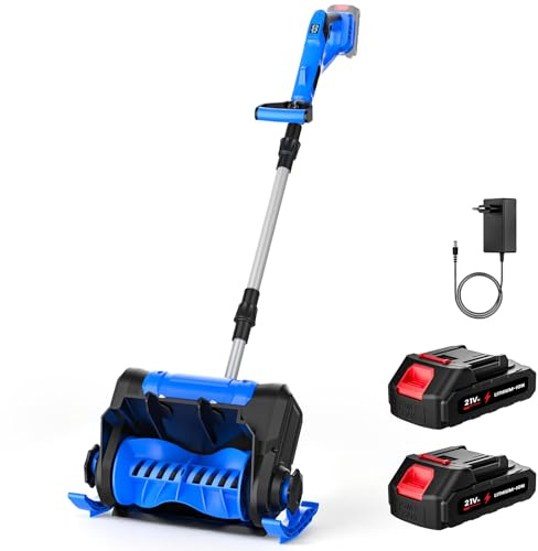 Fraise à Neige sans Fil, 21V Pelle à Neige sans Fil Pliable avec 2 x 2.0Ah Batteries et Chargeur, 30 cm Largeur et 18 cm Profondeur de Nettoyage, Distance De Projection 8.5 M, Moteur sans Balais