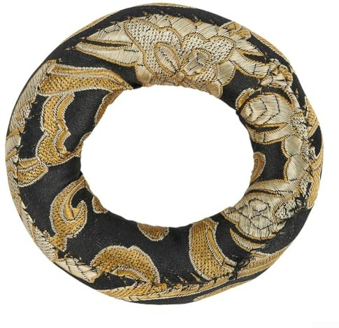 Coussin pour bol chantant tibétain en brocart de soie avec broderie traditionnelle à la main et tissu en coton, coussin sonore fait main pour la stabilité du bol et le soutien des vibrations (8 cm)