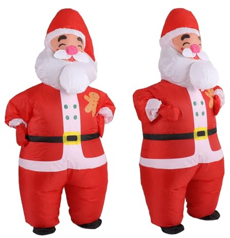 Generic Uppblåsbar Julkostym för Cosplay Förstärkta Sömmar Blow Up Juldräkt för Vuxna för Festivaler (Tree Branch Snowman) (Tree Branch Snowman) () (Tomte med stort huvud)