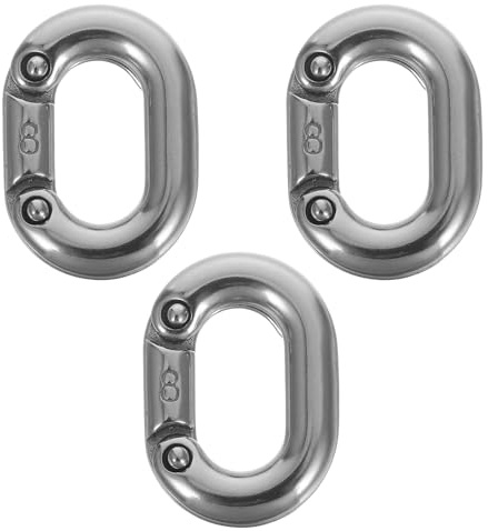 TOMETURE 3pcs 8mm Heavy Duty Stainless Steel Marine Chain Connectors Quick Link Clips for Boat Anchor Chain Repair and Emergency Replacement
