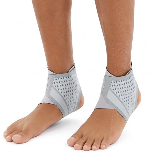 RubyTint 2 Pack Ankle Wrap Straps for Men Women, Left and Right Foot Adjustable Breathable Sleeves with Open Heel, Thin Sports Ankle Bands for Running Basketball Gym Walking Daily Wear