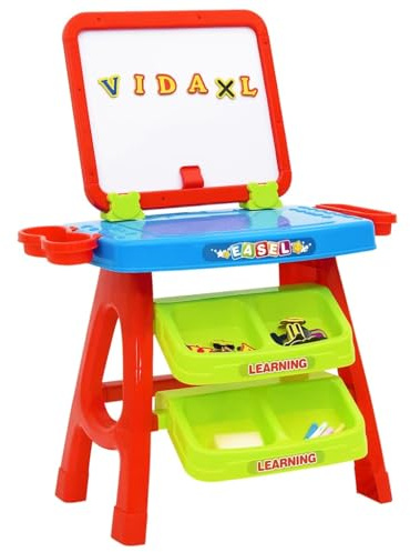 Mangloder - Caballete de dos caras para niños con pizarra magnética y pizarra, incluye letras, números, colores, utensilios de escritura, para aprendizaje creativo y juegos infantiles