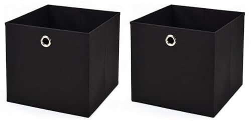StickandShine 2er Set Schwarz Faltbox 28 x 28 x 28 cm Aufbewahrungsbox faltbar