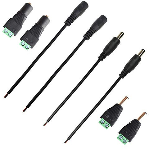 DZYDZR 2 Paio 15cm DC 12V Cavo di Estensione Femmina e Maschio 2,1mm x 5,5mm + 2 Paio 2,1mm DC Jack Connettore per Riparare l'adattatore di Alimentazione AC/DC 2,1mm Interfaccia