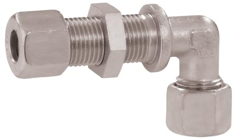 GOK Schottverschraubung Typ SV, Größe: 8 x 8-90° Winkel, Schott-Kupplung mit Stahl-Schneidring für Stahlrohre, EN ISO 8434-1 zertifiziert