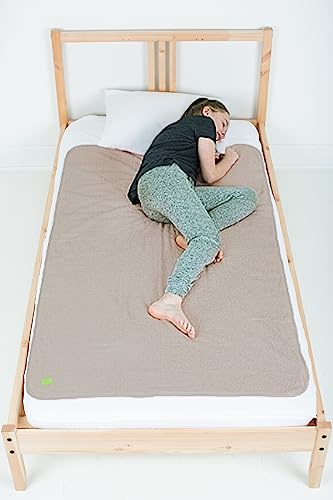 PeapodMats Bedwetting & Incontinence Waterproof Bed Mat - Reusable Underpad. Secure Placement & Breathable. Washable. Enviro Friendly 3x5 (Sand) Mattress Protector & Pee Pad for Kids & Adults