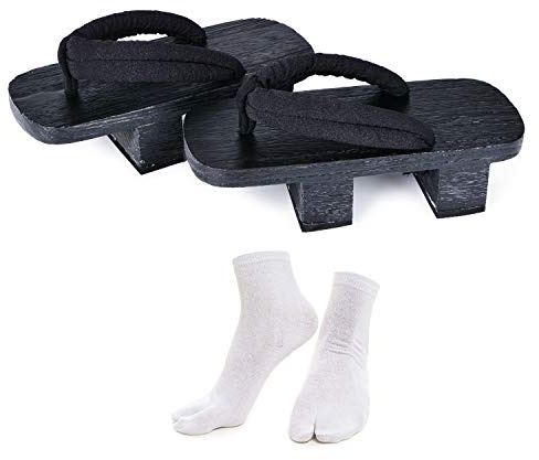 Japanese Wooden Clogs Sandals Japan Traditional Shoes Geta With Tabi Socks (US 10/27.5cm)
