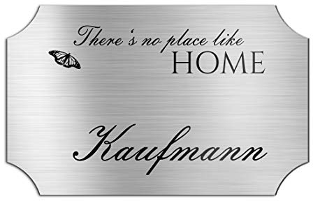 Klingelschild Türschild mit Gravur 12x7,5 cm versch. Farben und Edelstahl oder Messing-Optik selbstklebend Briefkasten-Schild Namensschilder für die Haustür mit Namen und Motiven