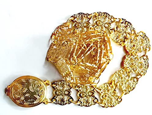 PunPund Plus Size Belt Gold Plate Length 48-49 Inches Vintage Women Thailand Costume Wedding Traditional Chain Fashion Dress Dance Ram Thai 1 Piece