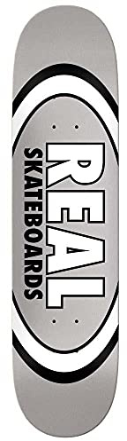 Real Team Skateboard-Brett / Deck, oval, 19,7 cm, silberfarben