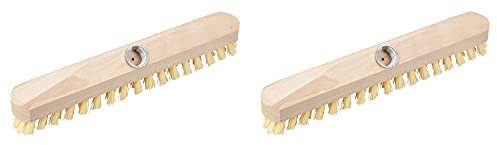 Novaliv 2 limpiaparabrisas de madera con cerdas de plástico con rosca, cepillo PPN para suelos, ideal para la limpieza de balcón, terraza, jardín, interior y exterior, fregador sin mango