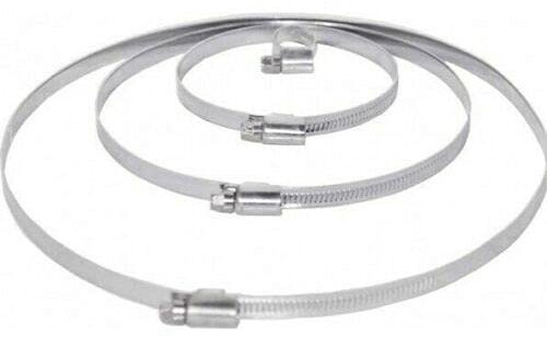 10 x Galvanised Metal Duct Clips/Pipe Tube Clamps/Hose Bands / W1. (150mm - 170mm)