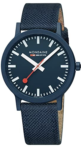 Mondaine Unisex Analog Quarz Uhr mit Kunststof Armband MS141140LD, Blau