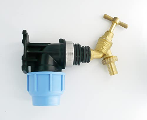 32 mm Wall Plate Elbow Compression with 1/2 Brass Bib Tap & Hose Tail
