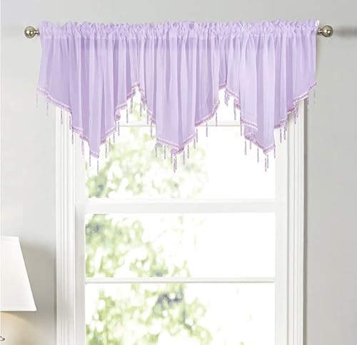 Devola Scheibengardine Volant Transparent Modern BxH 130x60cm Violett 1 Stück