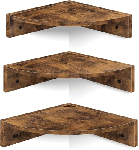 Mardili Corner Shelves Wall Mounted, Rustic Farmhouse Corner Floating Shelf, Solid Wood Storage Organizer Corner Wall Shelves(Brown)