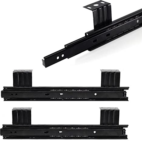 3 Fold Ball Bearing Drawer Runners - 1-Pair Heavy Duty Slides 40kg Load - For Under Desk Slide Out Keyboard Tray Shelf Slides, Kitchen Cabinet Rails - Drawer Repair Kit ( Color : Black , Size : 240mm/
