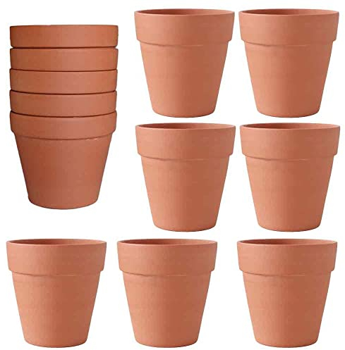 OLEEP Vaso di terracotta da 12 cm, confezione da 12 grandi vasi in terracotta con foro di drenaggio, per piante da interno ed esterno (12 cm)