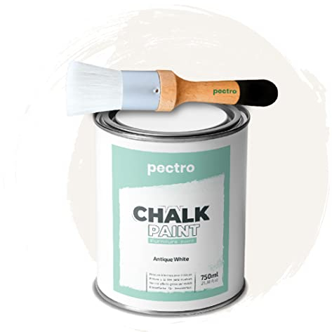 PECTRO Chalk Paint for Furniture 750ml + special Wood Brush Pack - Furniture Paint without sanding - Wood Piant - Effect Chalk Colors (ANTIQUE WHITE)