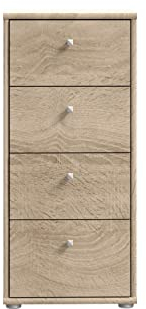 Forte Tempra 2 Kommode 4 Schubladen, Holzwerkstoff, Sonoma Eiche Dekor, Bx H xT: 38,6 x 85,5 x 34,8 cm