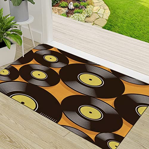 Zerbino Ingresso,o Tiled Retro Music Vintage Vinyl Dj Shape Record Album Digital Disc Disco Graphic Pop Me,Antiscivolo Assorbente Resistente allo sporco Tappeto Cucina Tappeto Tappeto Entrata Zerbino